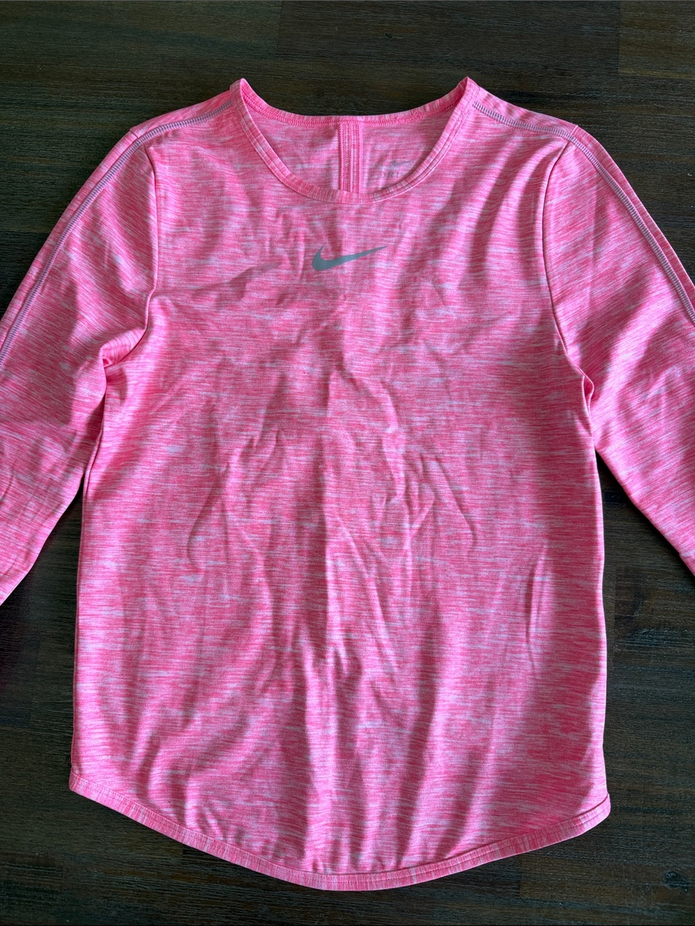 Nike Pink Heather Girls' Long Sleeve Athletic Tee